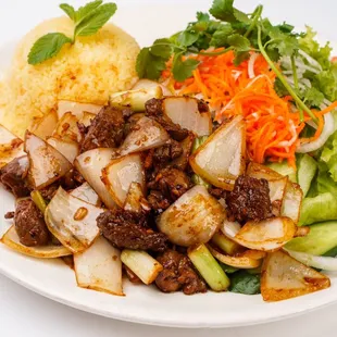 Shaken Beef with Butter Rice