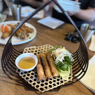 a basket of food on a table