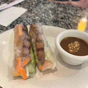 grilled pork spring rolls