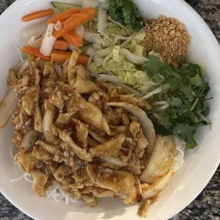 80. Stir Fried Chili Lemongrass Chicken Vermicelli