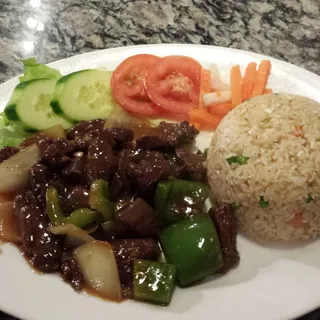 58. Flamed-Shaking Mignon Beef Rice Plate