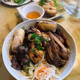 Vermicelli Combo - includes 1 spring roll and a sampling of grilled meats. This is my go-to here!