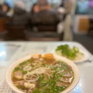 Hot pho soup.  Good choice  for a cold winter.