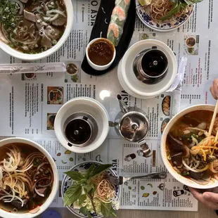 BBH. Spicy Beef Noodle Soup (Bun Bo Hue) Pho Spring Roll  Coffee