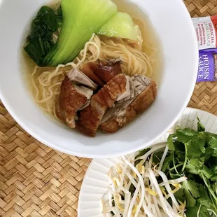 51. Roast Duck Noodle Soup the herbs and bean sprouts come in a separate bag