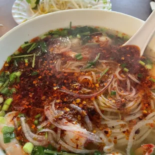 Shrimp pho With lots of chili oil