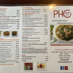 ramen and noodles, menu