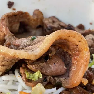 Chewy bbq pork. Not cooked enough