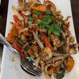 Spicy lemongrass chicken, add extra mixed vegetables