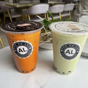 Small Thai and green tea boba