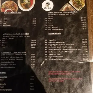 menu