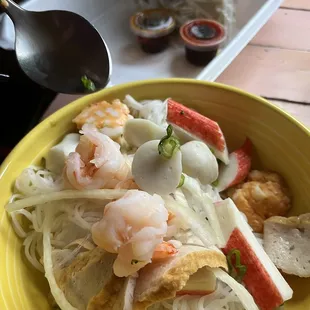Seafood noodle pho before broth.
