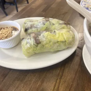 Grilled pork spring rolls