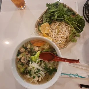 Chicken pho with extra veggies
