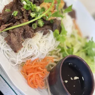 Grilled beef and shrimp vermicelli