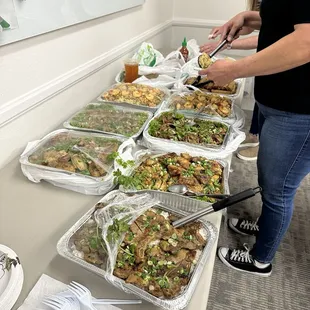 BBQ Chicken, BBQ Pork, Combination fried rice, Pork Chop and rice, Egg Rolls!!