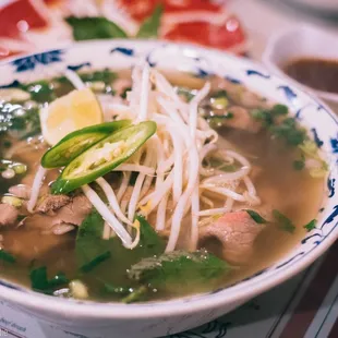 Pho with brisket, tendon, tripe, and meatballs
 IG: @thephotographerfoodie