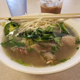 Small pho with everything and coffee.