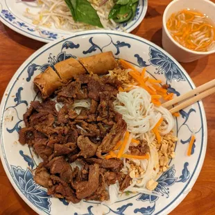 Grilled pork and fried egg roll vermicelli noodle bowl (#36, I think?)