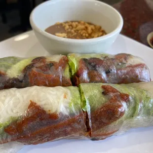 Bbq pork spring rolls