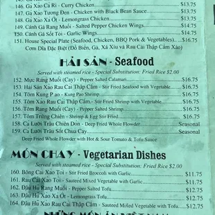 Menu as of January 10th 2024