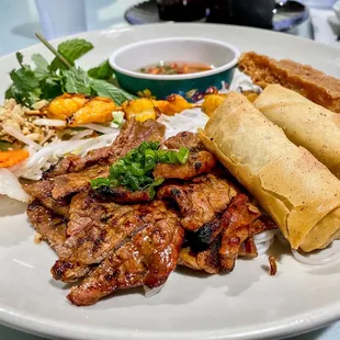 #53 grilled beef vermicelli &amp; egg rolls
