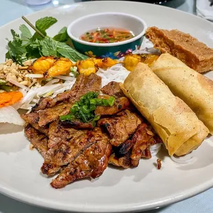 #53 grilled beef vermicelli &amp; egg rolls