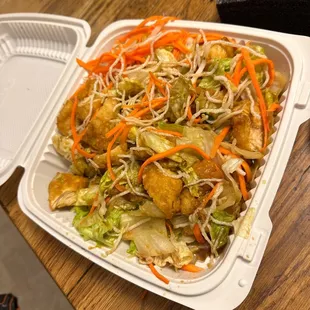 soggy, plain, poor attempt at a chinese chicken salad