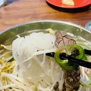 Rice noodles swimming in delicious Phõ broth!