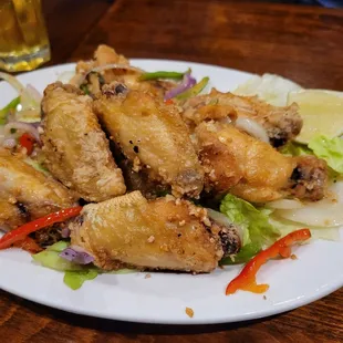 Salt &amp; Pepper chicken wings, piping hot and delicious!