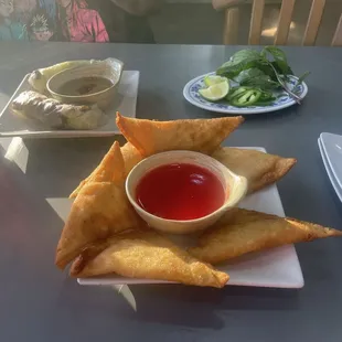 Crab Rangoon and Goi Cuon Bo Nuong