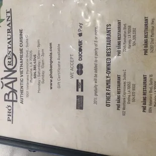 menu