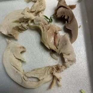 Chicken for the chicken pho. And the brown piece is chicken too