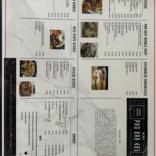 the menu of the restaurant