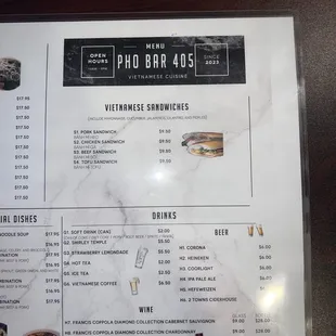 Updated menu