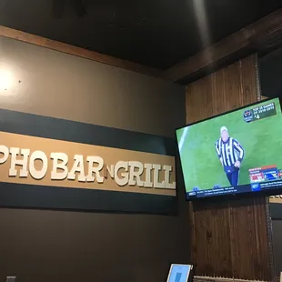 a television and a bar