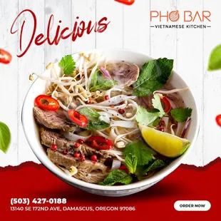 Pho Bar - Vietnamese Kitchen is the menu for a brighter day.
Come in for our tasty dishes. Our food will make you feel at home.
CO