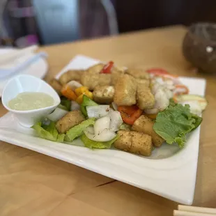 Salt and Pepper Tofu with Cilantro Cream Sauce