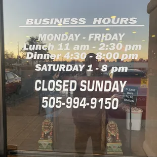 Pho Bar.  Business hours.