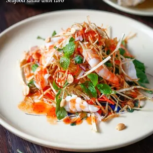 Crispy taro salad with shrimp