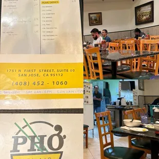 Simple drink Menu / Hours / Dinning Area