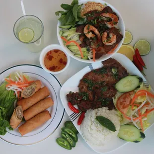 a variety of asian food