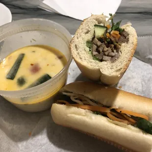 Coconut shrimp soup with the pork Banh Mi.