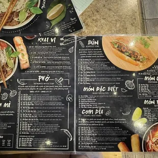 the menu of the restaurant