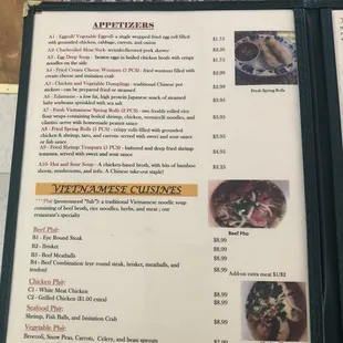Pho Ben menu
