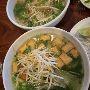 Veggie pho &amp; Wonton Soup