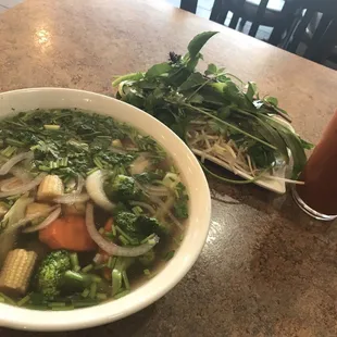 Veggie Pho and Thai Tea