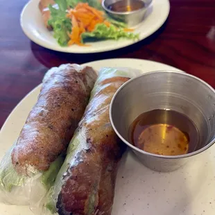 Grilled pork spring rolls and fried eggrolls