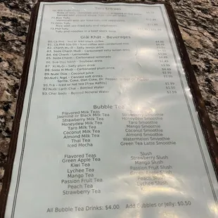 a menu on a table