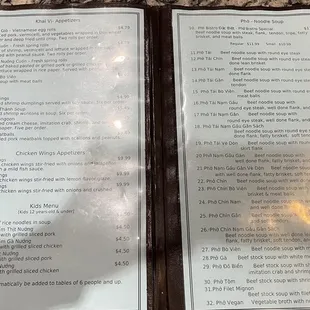 a menu on a table